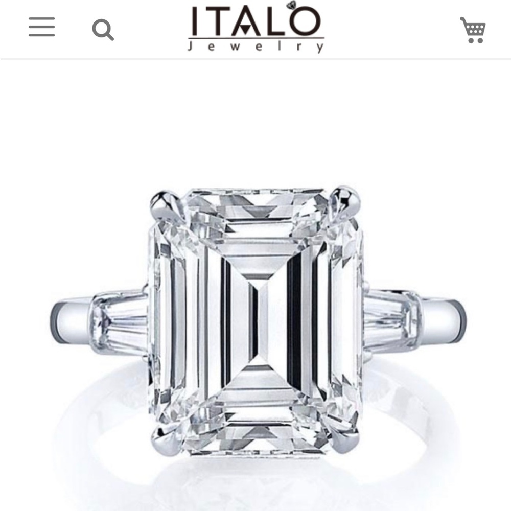 Italo Emerald Cut Engagement Ring 3 Stone Ring Promise Ring